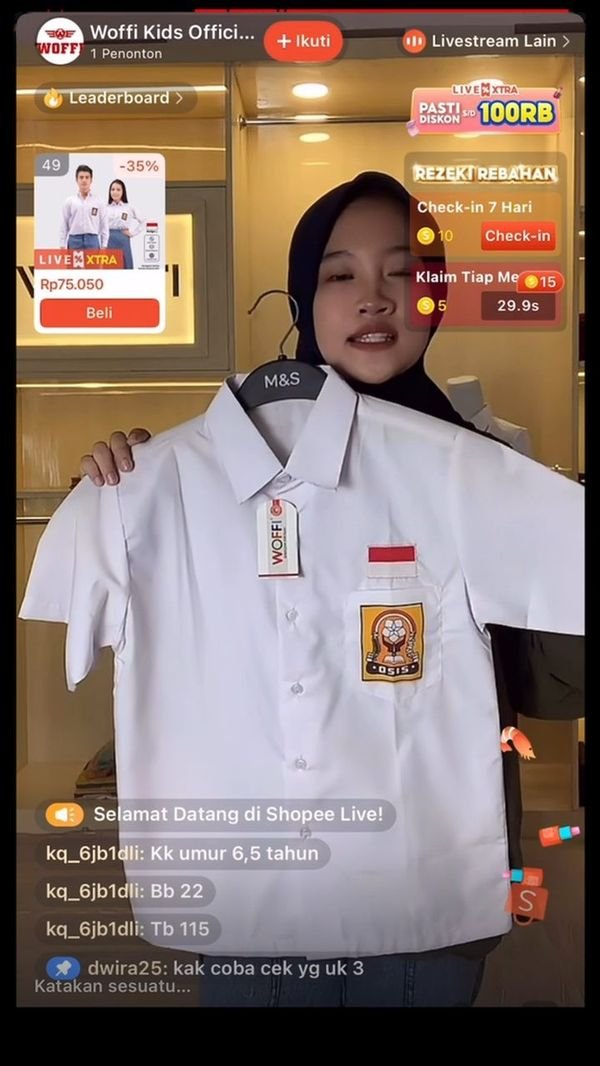 Simulasi tampilan live shopping